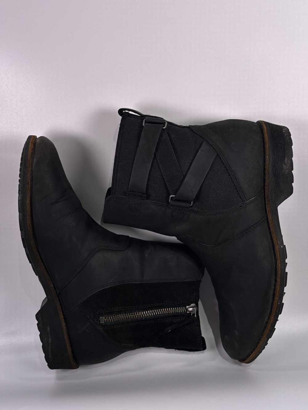 Teva Ellery Ankle WP Boot Strappy Waterproof Leather Black Size 8 - Picture 2 of 11